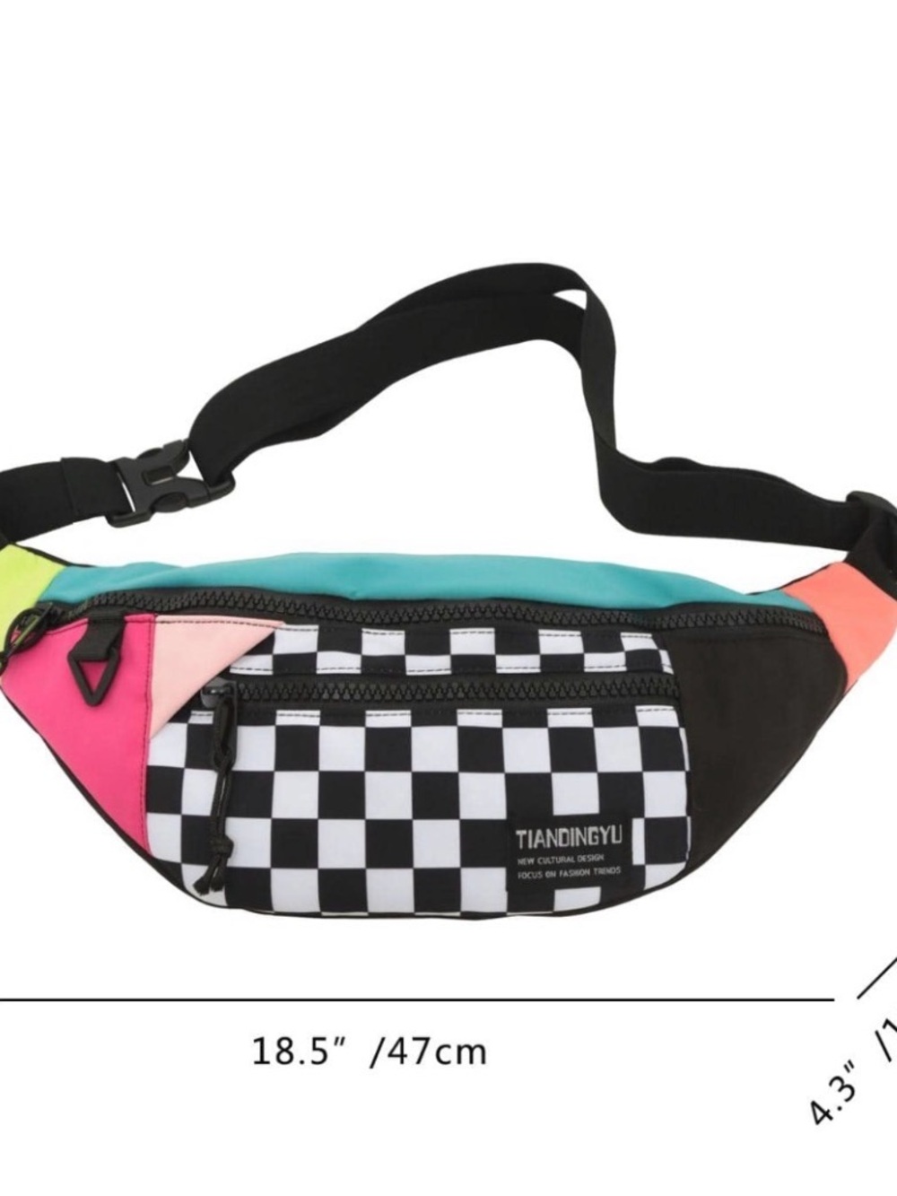 Checkerboard Multi-Color Crossbody Belt Bag